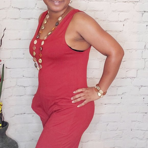 NWT Burnt Orange or black Wide Leg Jumpsuit - Picture 3 of 4